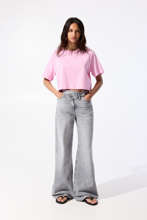 Kısa kollu crop t-shirt - 2