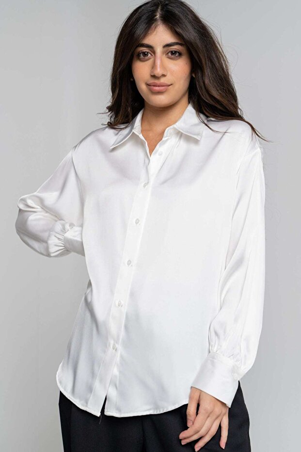 Solid Button-Up Long Sleeve Shirt - 1