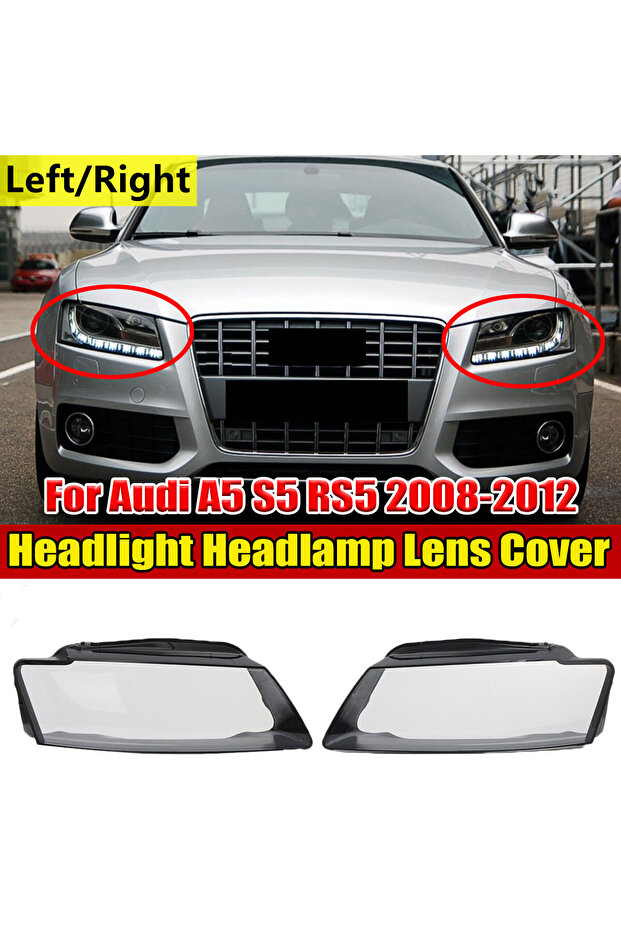 غطاء عدسة المصباح الأمامي الأيسر/الأيمن فقط لسيارة Audi A5 S5 RS5 2008 2009-2012 Trans