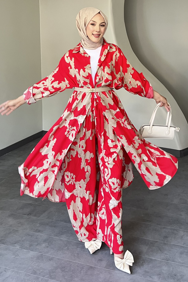 Set cămașă lungă cu model de piese - 5