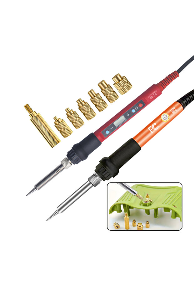 80W EU 220V Heat Set Insert Soldering Iron Tip Head M2 M2.5 M3 M4 M5 M6 Hot Melt Insets Nut Brass Em