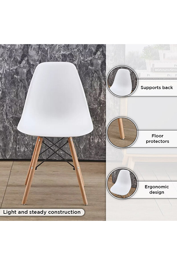 كرسي طعام ديمي بأرجل من الخشب الصلب - 5