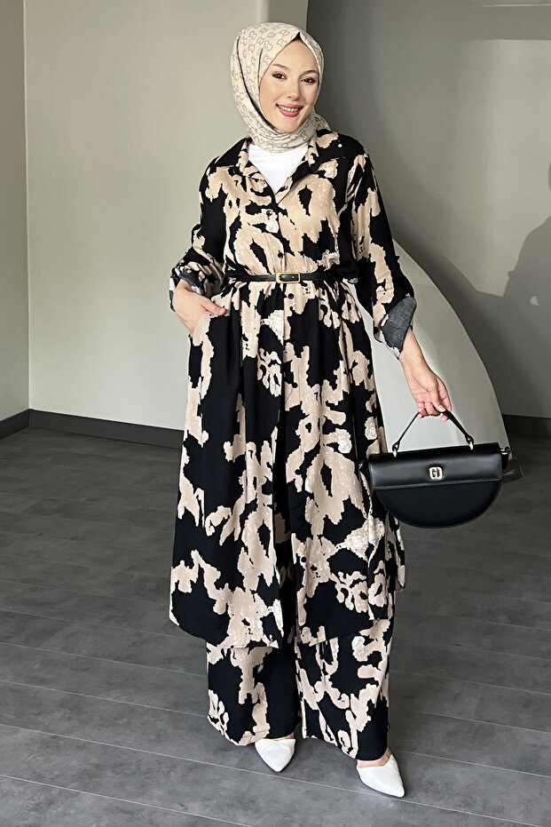 Parça Desenli Uzun Gömlekli Takım - 8