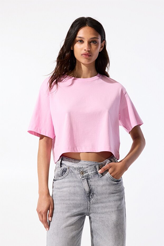 Kısa kollu crop t-shirt - 3