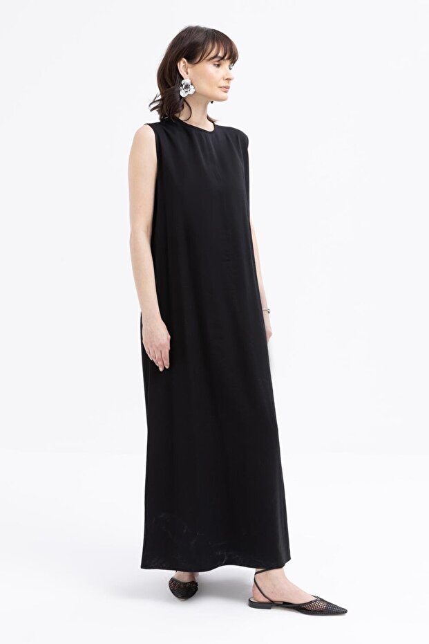 Siyah-Hırkalı Kolsuz Elbiseli Takım - 7