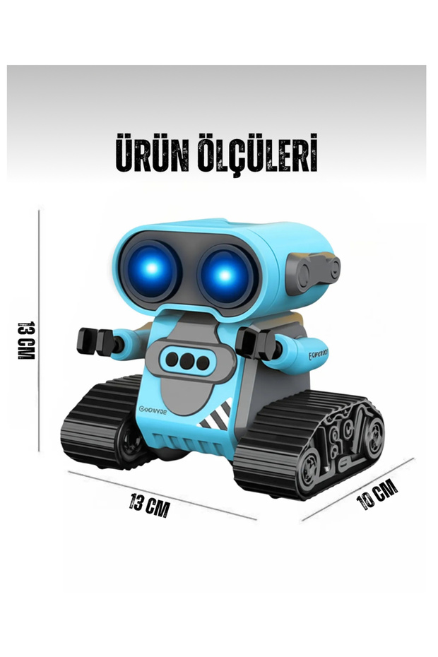 Uzaktan Kumandalı El Sensörlü Akıllı E robot, Şarjlı, Işıklı, Sesli Full Fonksiyon Robot - Mavi çöp - 3