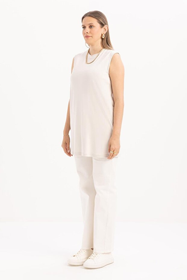 Taş-Basıc Sıfır Kol İçlik Tunik - 3