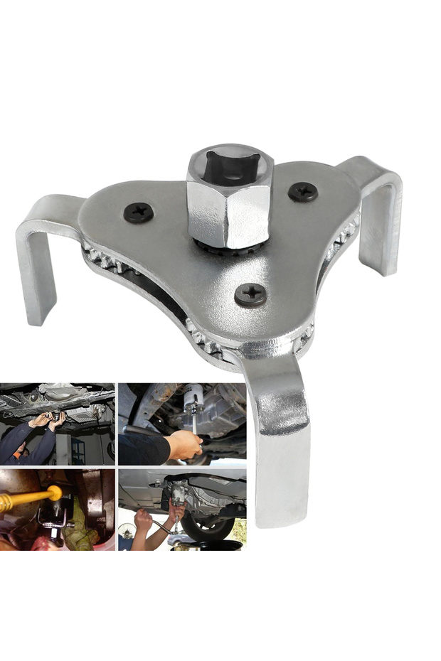 Silver Universal Adjustable Oil Filter Wrench From 2-1/2 Inch to 4.5 Inch Oil Filter Wrench Tool Set