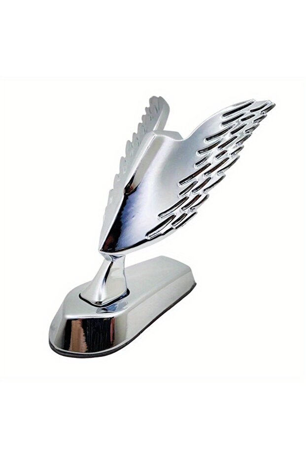 silvery 1PC 3D Alloy Eagle Wing Front Bonnet Emblem Car Styling Stand Hood Badge Decal Motorcycle Sc