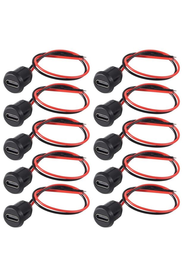 no connector 10pcs Type-C Female 2P Direct Crimp USB Female Chassis C Connector Jack Female Charging