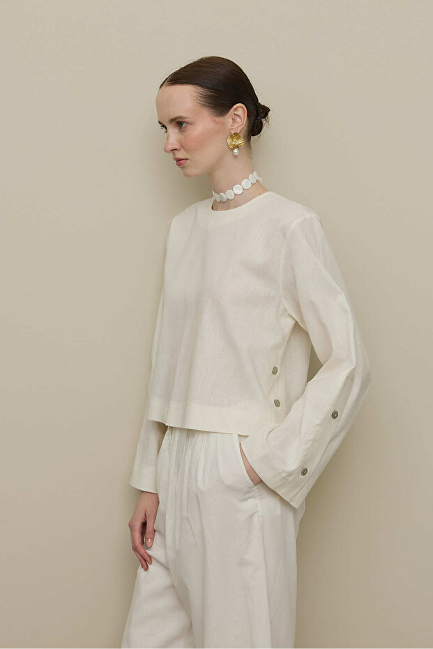 Basic Keten Üst Beyaz - 8