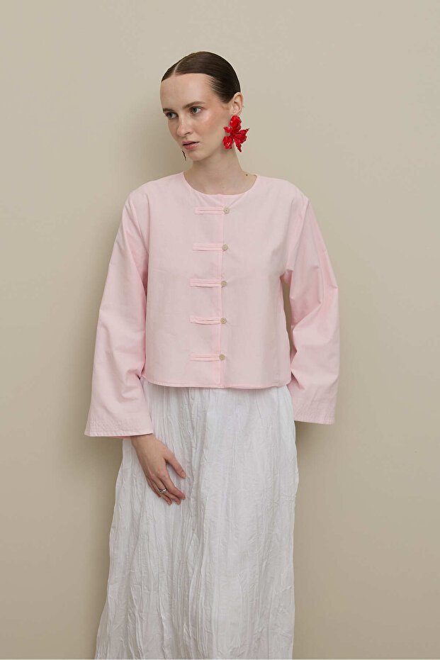 Geniş Britli Gömlek Pembe - 1