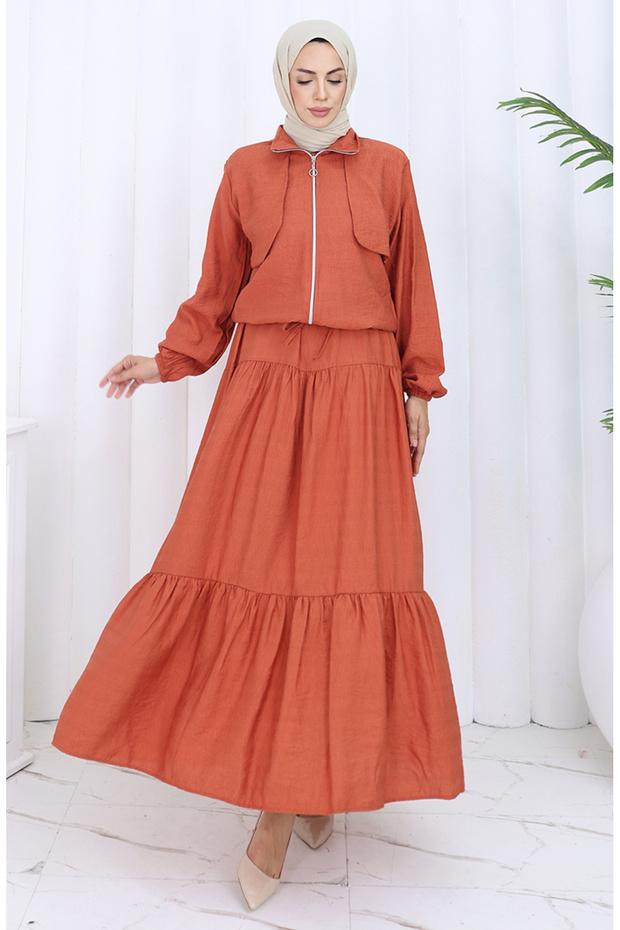 Double Suit with Elastic Sleeve and Zipper 0129-09 Tile