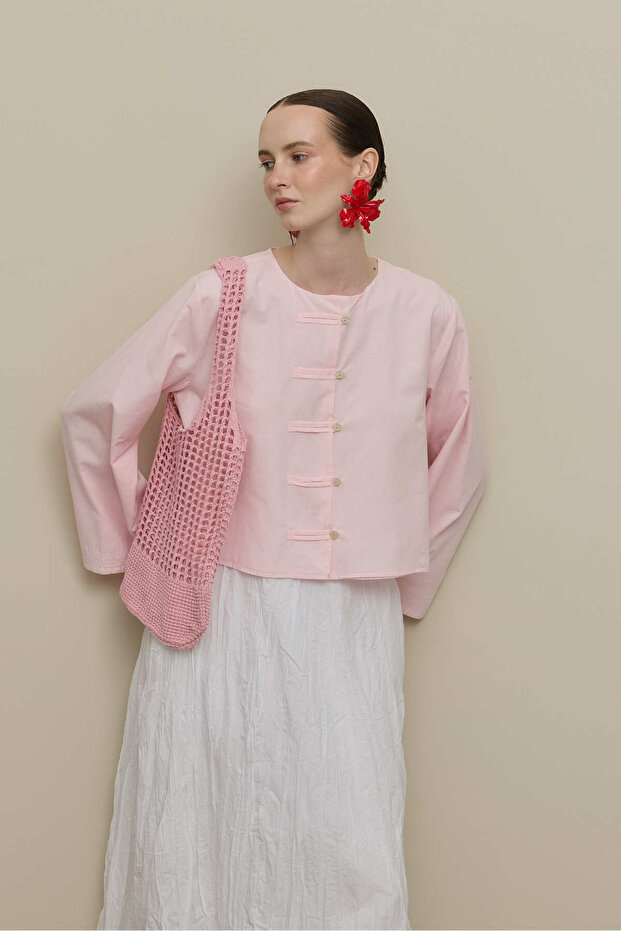 Geniş Britli Gömlek Pembe - 2