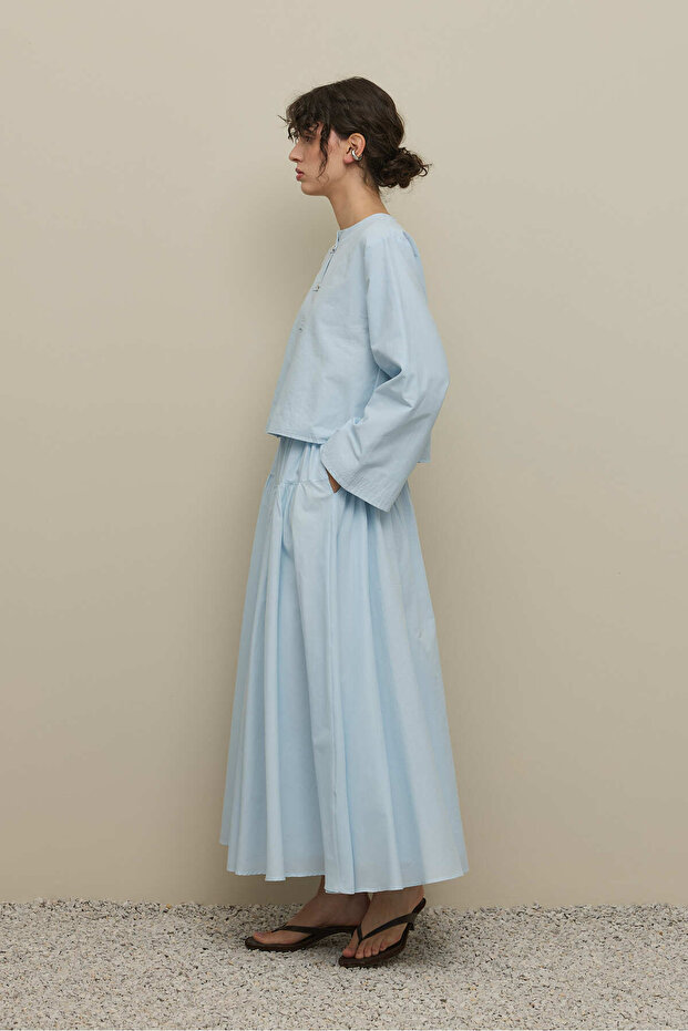 Geniş Britli Gömlek Açık mavi - 3