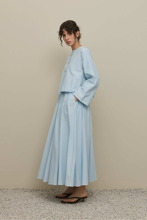 Geniş Britli Gömlek Açık mavi - 4