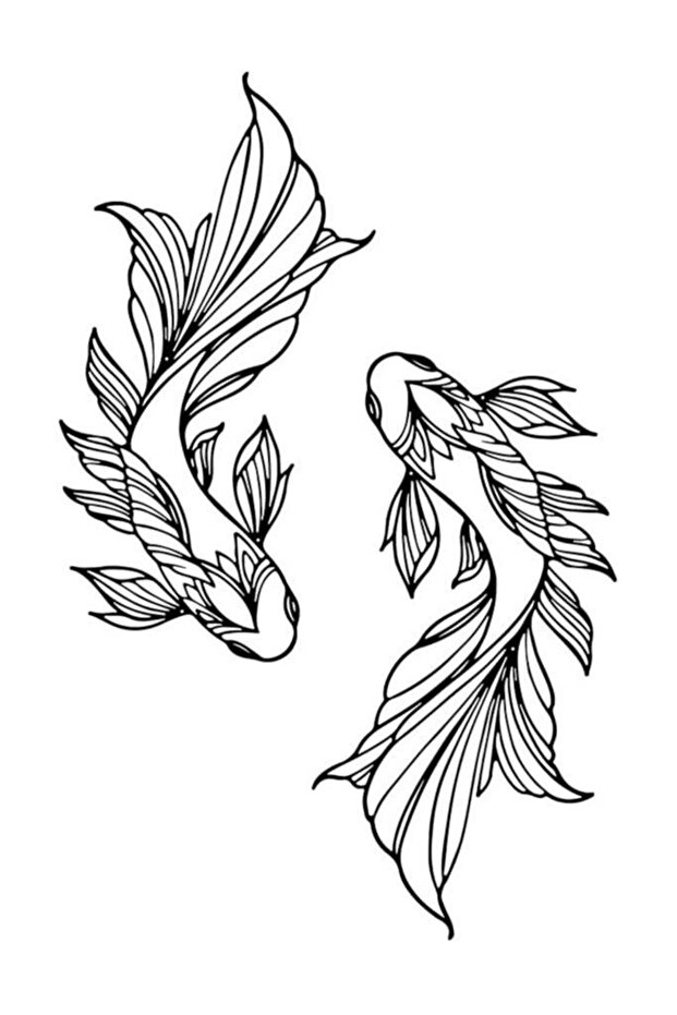 Wooden Wall Art With Self Adhesive Base - Black (Koi Fish) - Pack of 2