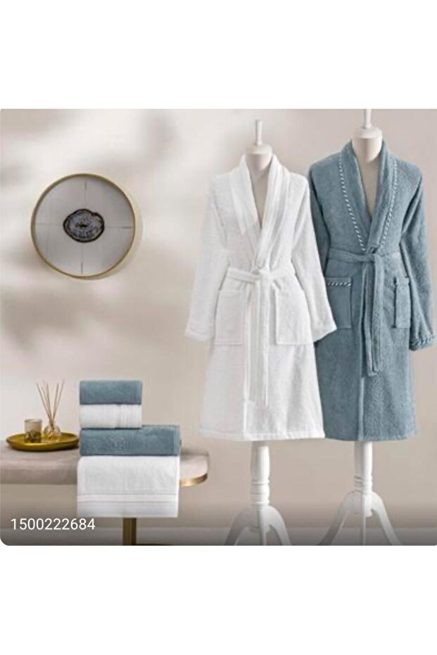 New Season Bamboo Classic Family Set Shi̇ne (White-Blue)