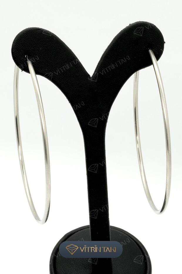 Gümüş Renk Halka Küpe - 3