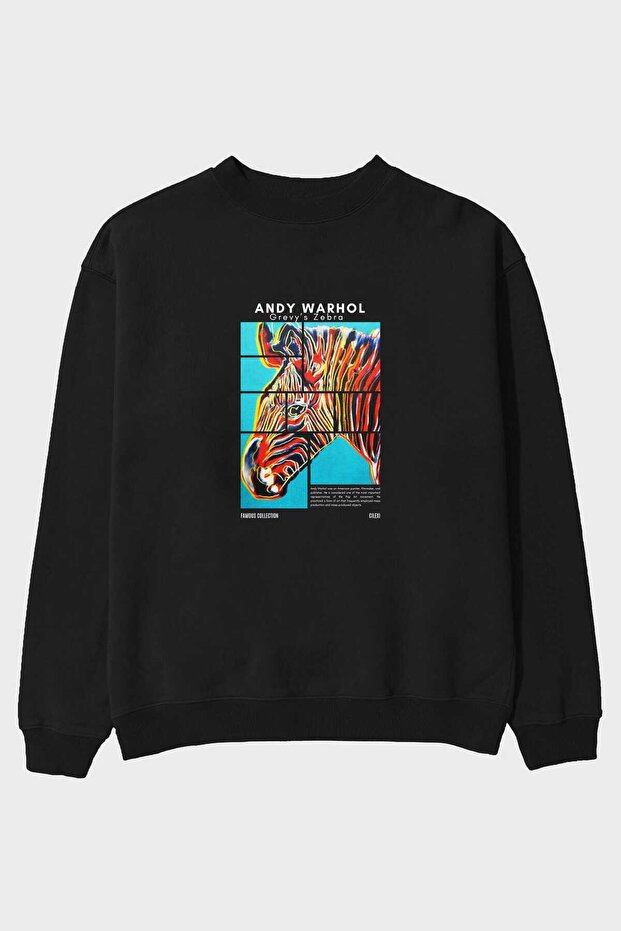 Andy Warhol Front Printed Black Oversize Sweatshirt Men Women Unisex