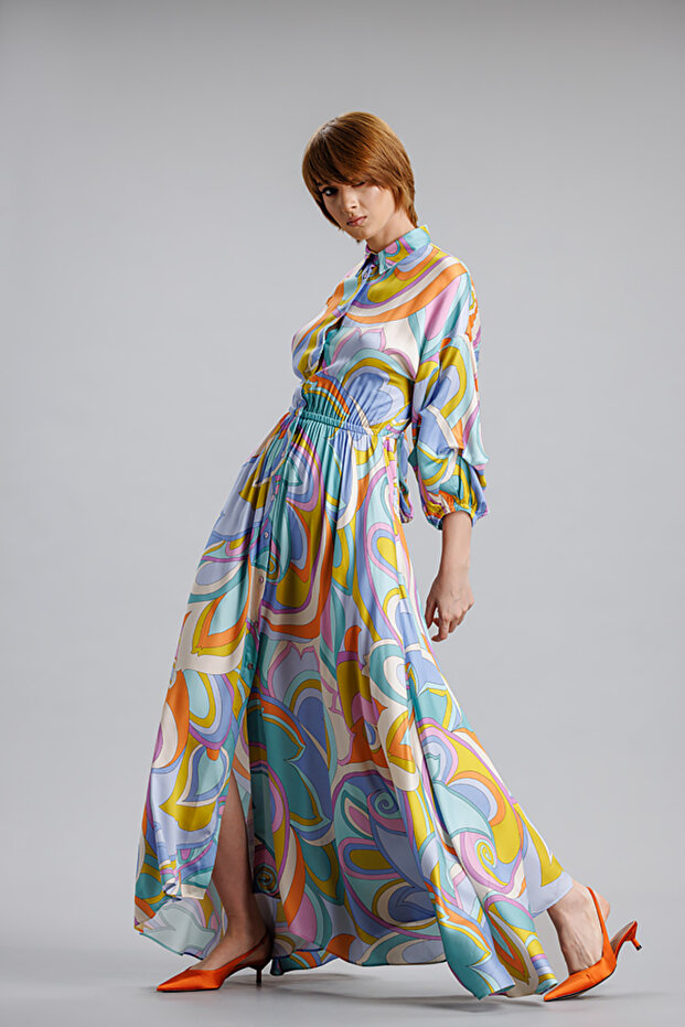 Rochie lunga, multicolora - 7