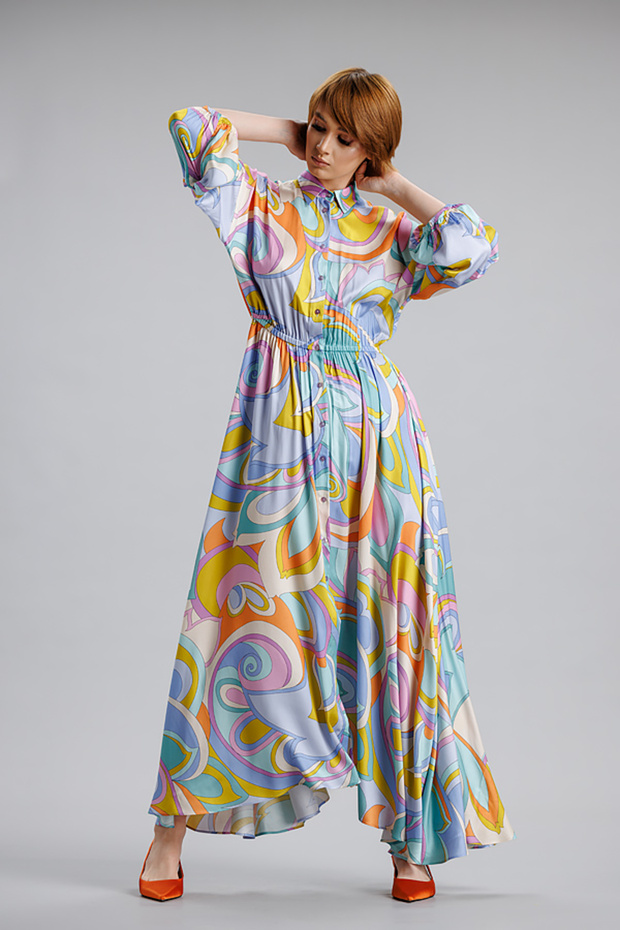 Rochie lunga, multicolora - 6