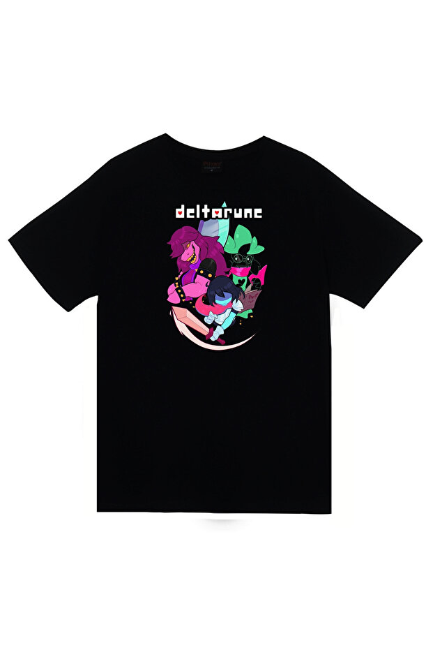 Deltarune – تي شيرت أسود قطن 100% مطبوع للجنسين