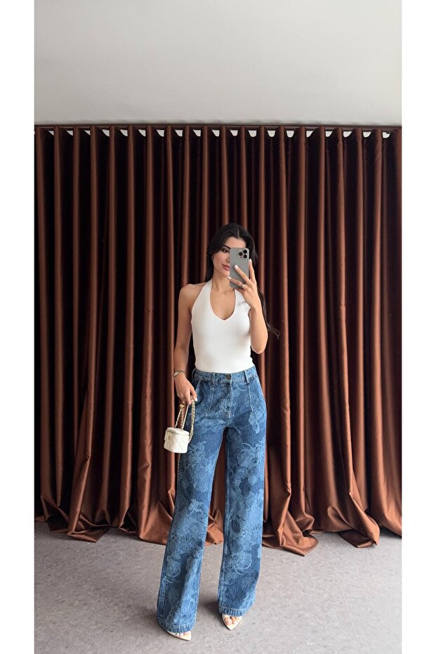 جينز أزرق منقوش - 1