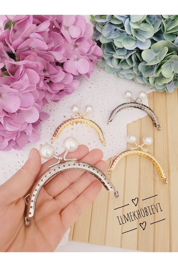 Metal Burs Pearl Half Moon Model 8.5cm Silver Color (1 Piece)