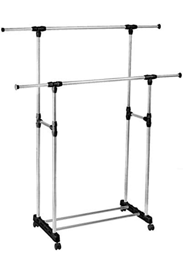 Portable Clothes Hanger with Double Rods