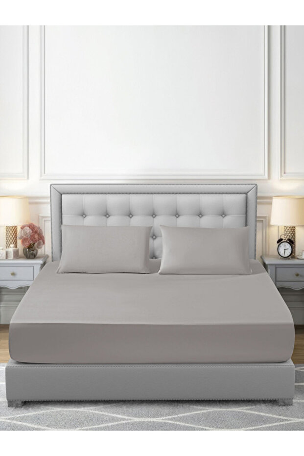 Fitted Sheet Set – 200x200 cm King Size, 1 Sheet + 2 Pillowcases, 35 cm Deep Pocket