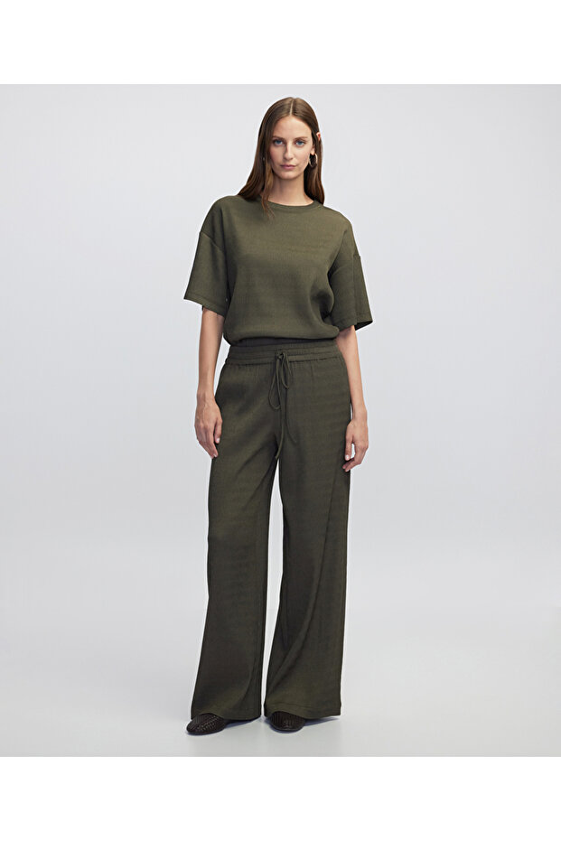 Elastik bel dokulu pantolon - 1