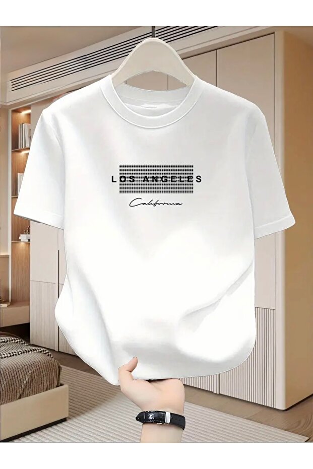 LOS ANGELES CALIFORNIA PRINTED OVERSIZE CREW NECK T-SHIRT