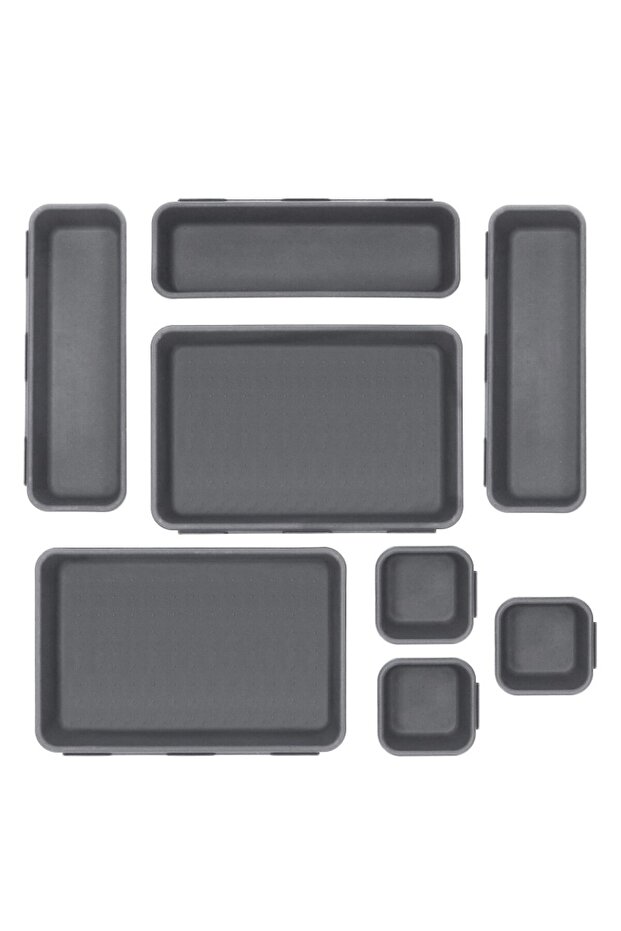 Drawer organizer for kitchen, 8 pieces, gray - 1