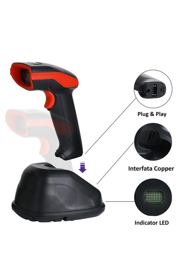 Wireless 2D barcode reader, 400 m range, USB, docking support, BP - 10