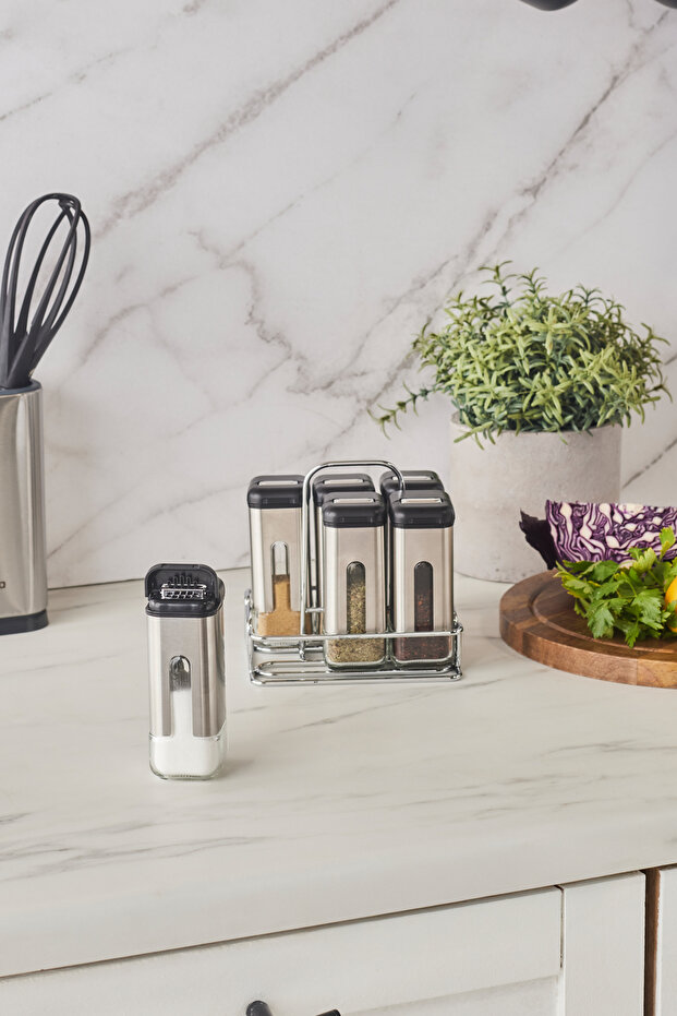 Shinex Inox Standlı 7 Parça Cam Baharat Seti 100 Ml - 2