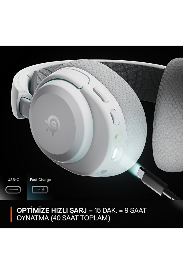 Arctis Nova 3P Wireless Multi Platform PC, PS, Mobil Uyumlu Kablosuz Gaming Kulaklık - Beyaz - 7