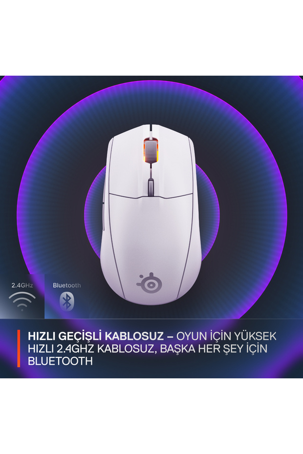 Rival 3 Wireless Gen 2 Gaming Mouse - 2.4ghz Ve Bluetooth Bağlantı - Beyaz - 4