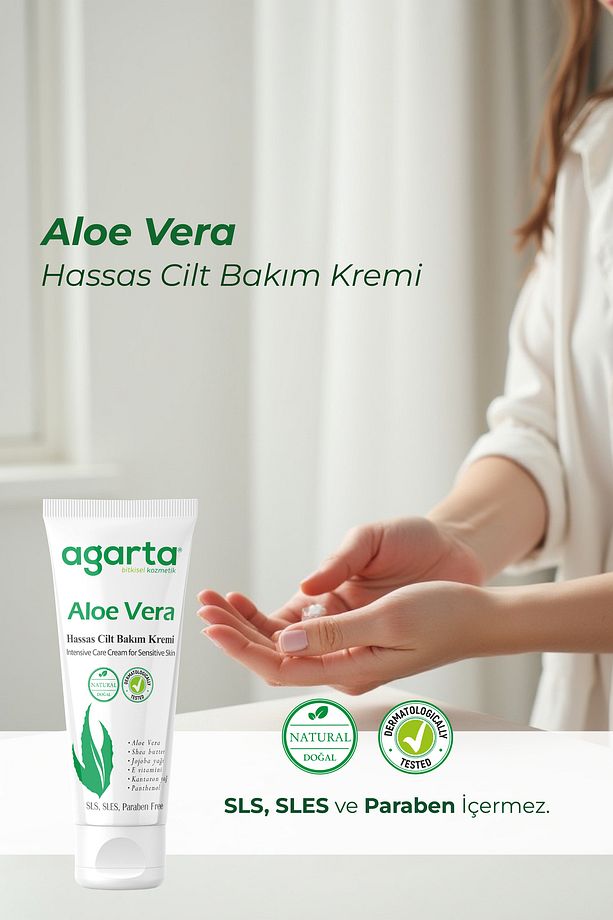 Doğal Aloe Vera Nemlendirici El Ve Vücut Bakım Kremi 75 ml - 3
