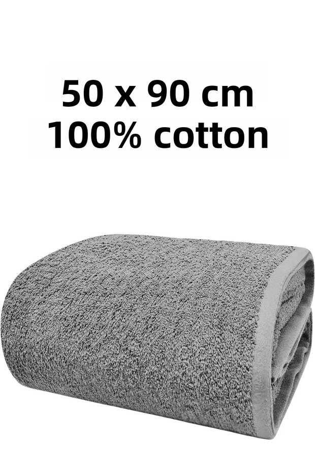 2 Pieces Cotton Gray Hand Face - Hotel Towel - Barber - Sports Towel Extra Soft Towel Set 50X90 cm