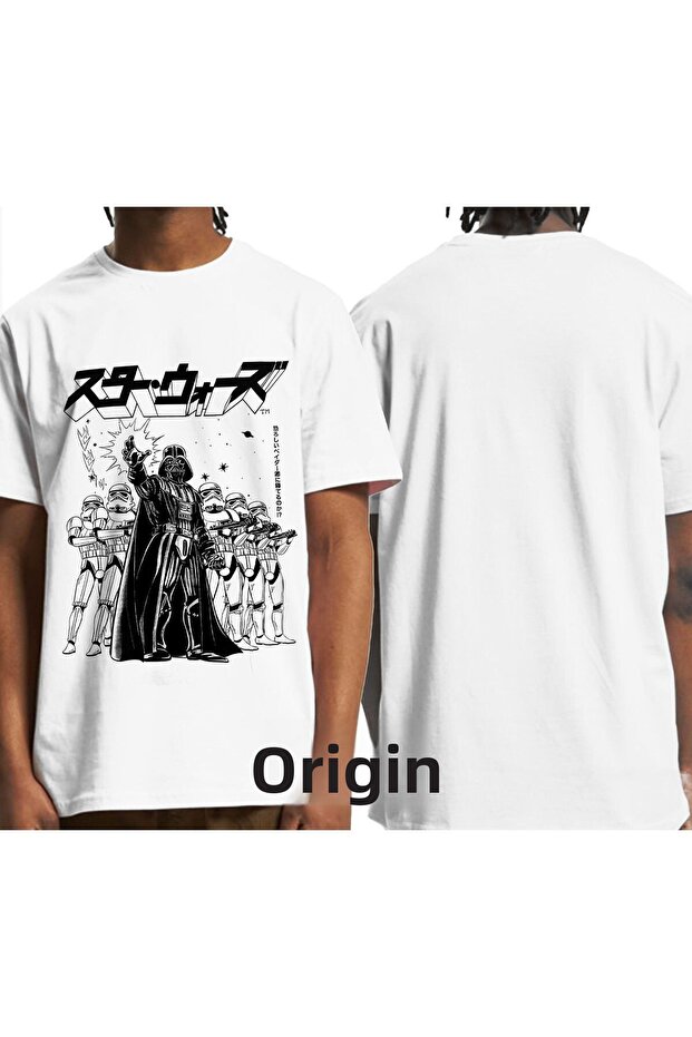 Star Wars Darth Vader and Troopers Printed Unisex White T-shirt