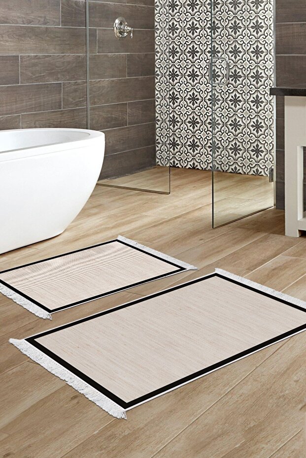 Non-Slip Base Djt Toilet Set Trend Fringed Woven Pattern E5007