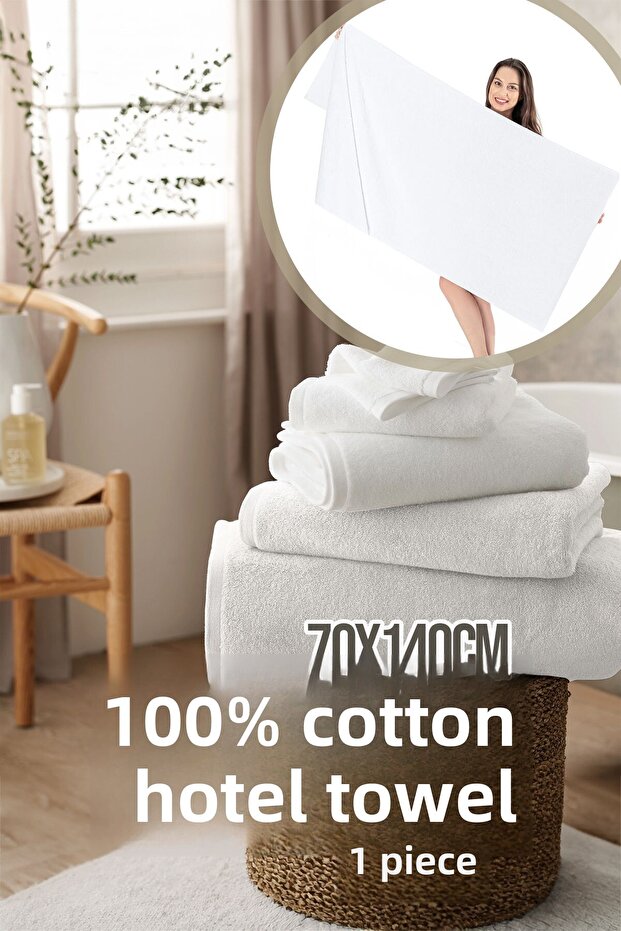 100% Cotton Hotel Towel Bath Towel 70X140 cm - White