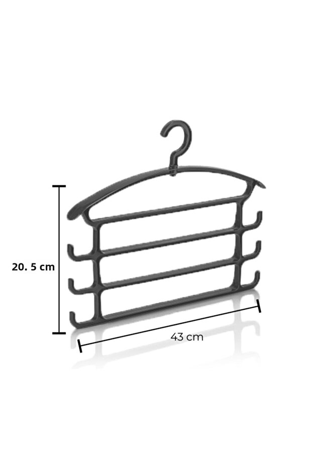 Anthracite 4-Piece 4-Tier Multi-Purpose Trouser Hangers Set - 3