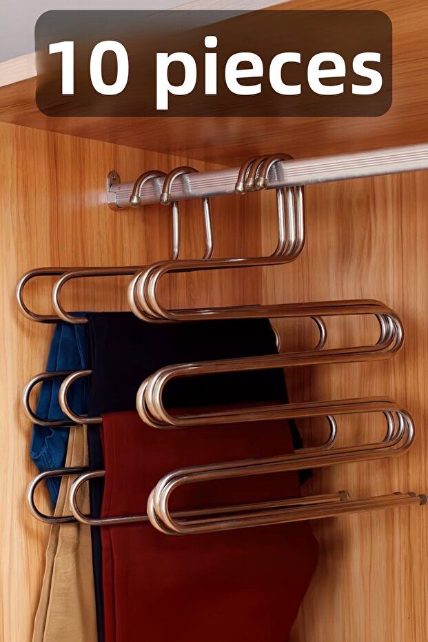10Pcs 5 Layers Metal Pants and Shawl Hanger Inside Wardrobe Scarf Hanger Multiple Hanger