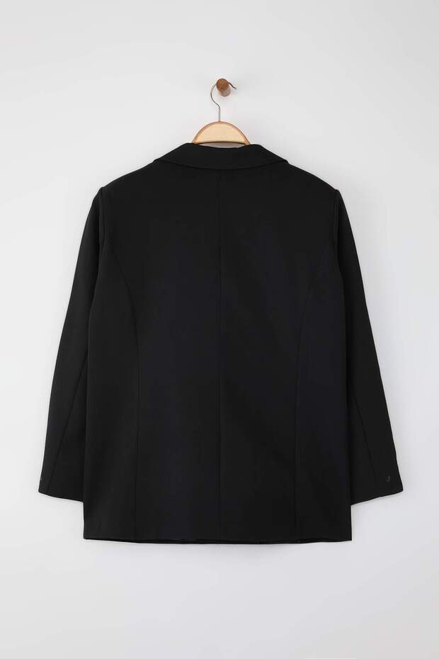 Czarna oversize/luźna marynarka z podszewką i guzikami, duży rozmiar TBBAW26AG00006 - 8