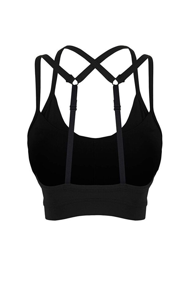 Teen Siyah Dalgıç/Scuba Kumaş Reflektör Baskılı Askılı Kapsız Spor Sütyeni THMAW26SS00000 - 9