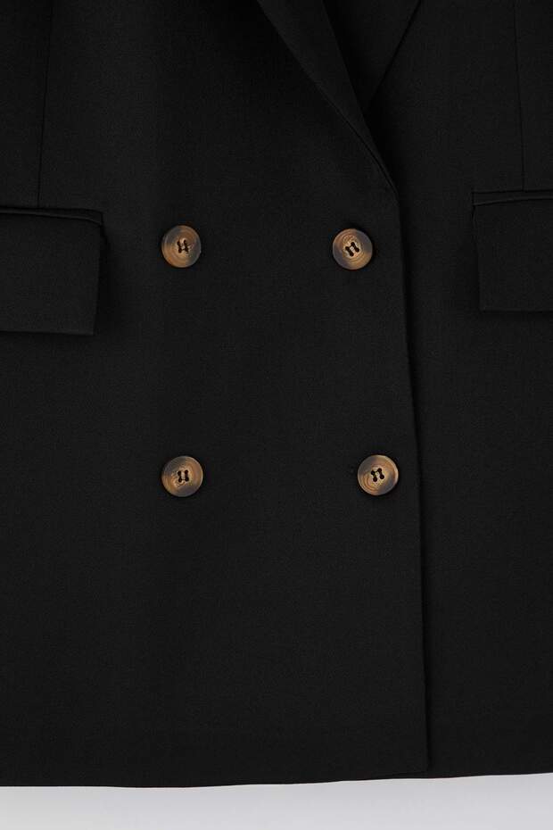 Czarna oversize/luźna marynarka z podszewką i guzikami, duży rozmiar TBBAW26AG00006 - 6