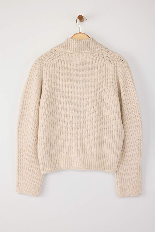 Wardrobe Essentials Sweter z zamkiem błyskawicznym i miękką fakturą, o luźnym kroju | TWOAW26HI00049 - 6