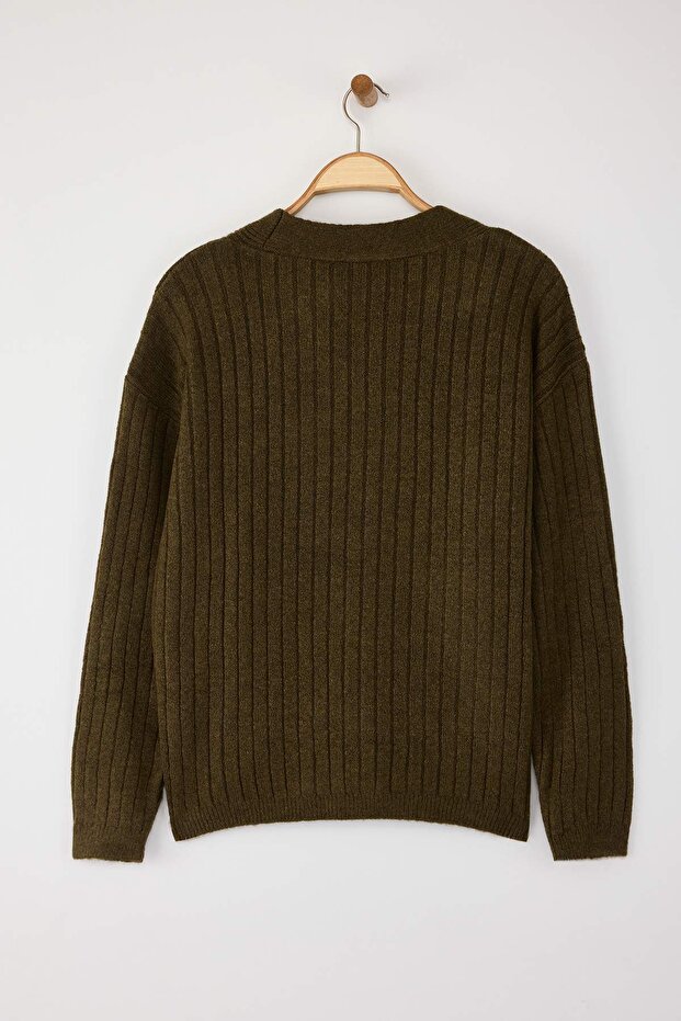 Wardrobe Essentials Haki Yumuşak Dokulu Basic Triko Hırka | TWOAW26HI00119 - 6